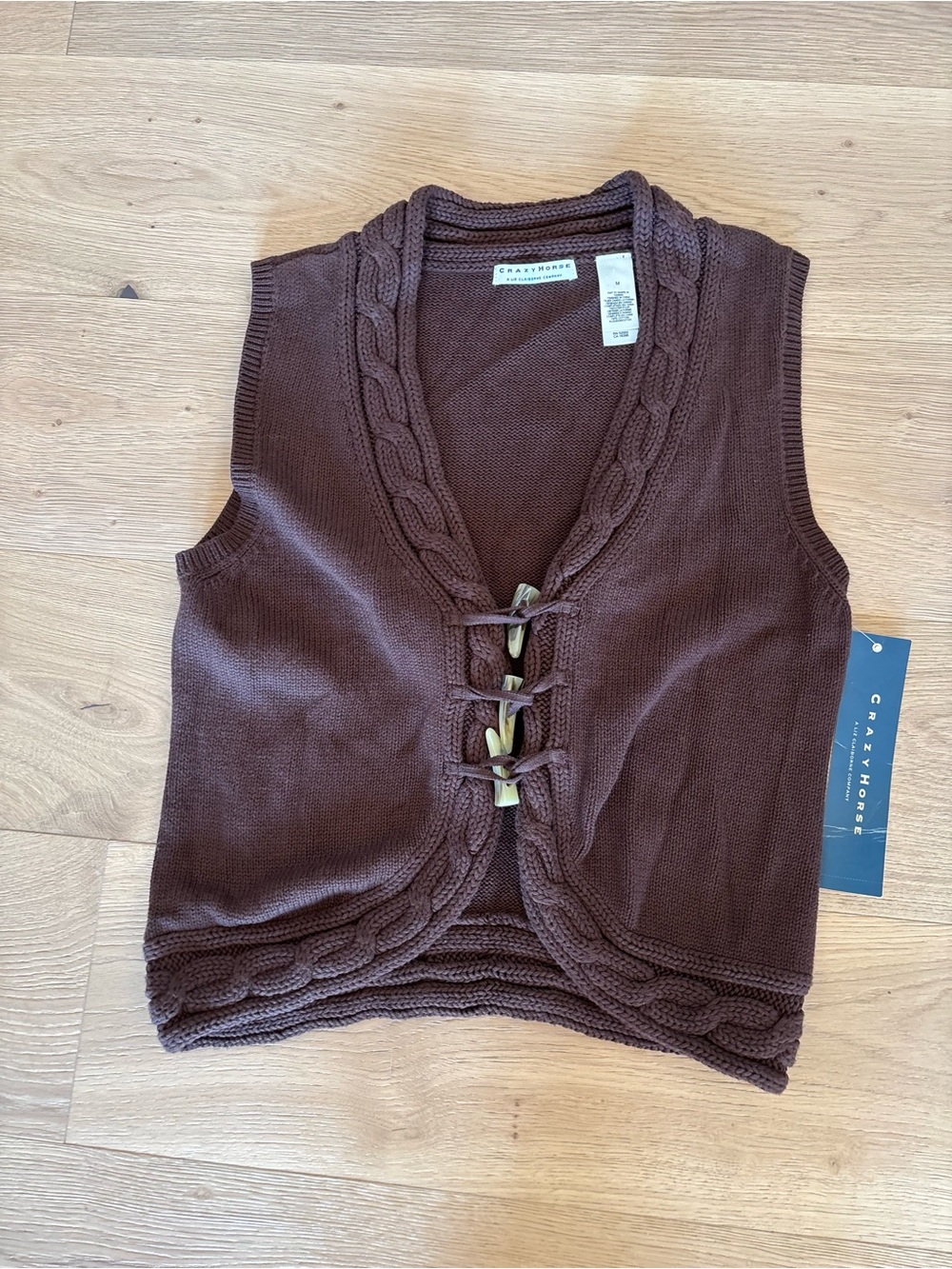 Vintage NWT Crazy Horse Liz Claiborne Cable Knit Sweater Vest, Brown, Earthy, M